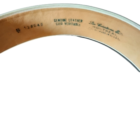 Vintage off white wide genuine leather statement belt - Picture 3 of 3